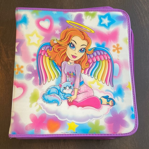 Vintage Lisa Frank Sparkly 3-Ring Binder Angel Girl Cat Rare - Picture 1 of 14